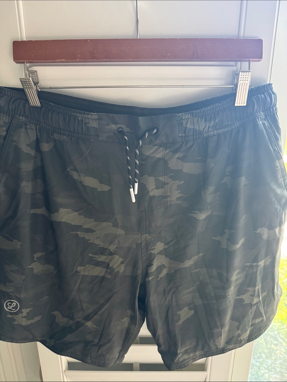 Men's Camouflage Swim Trunks in Olive Green